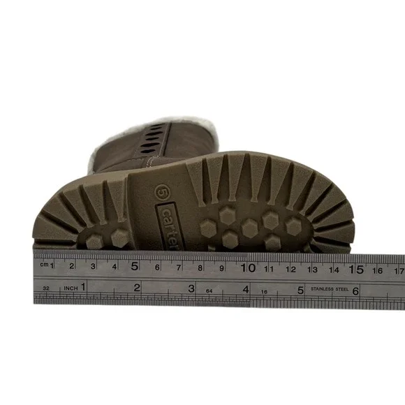 Carters Baby Girls Fashion Tall Boots Size 5 Brown Faux Fur Trim Winter Shoes - Picture 11 of 15